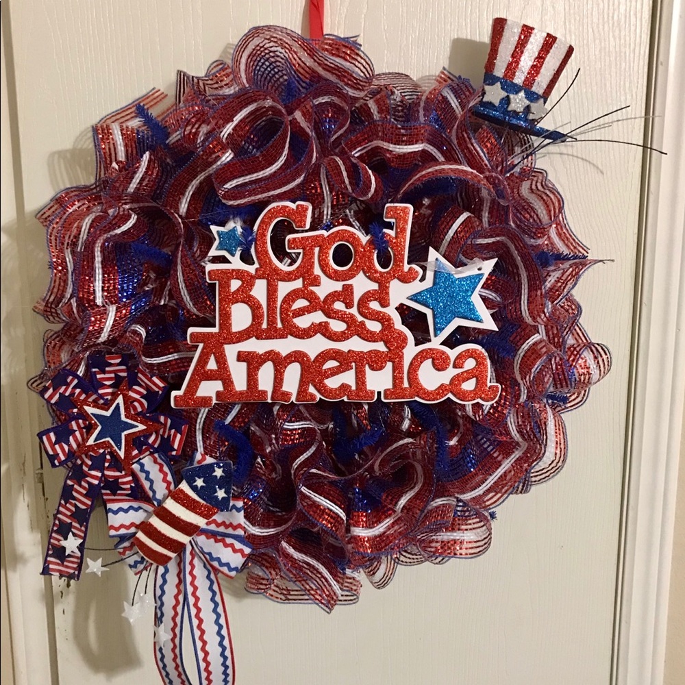 Handmade 4th of July patriotic wreath
